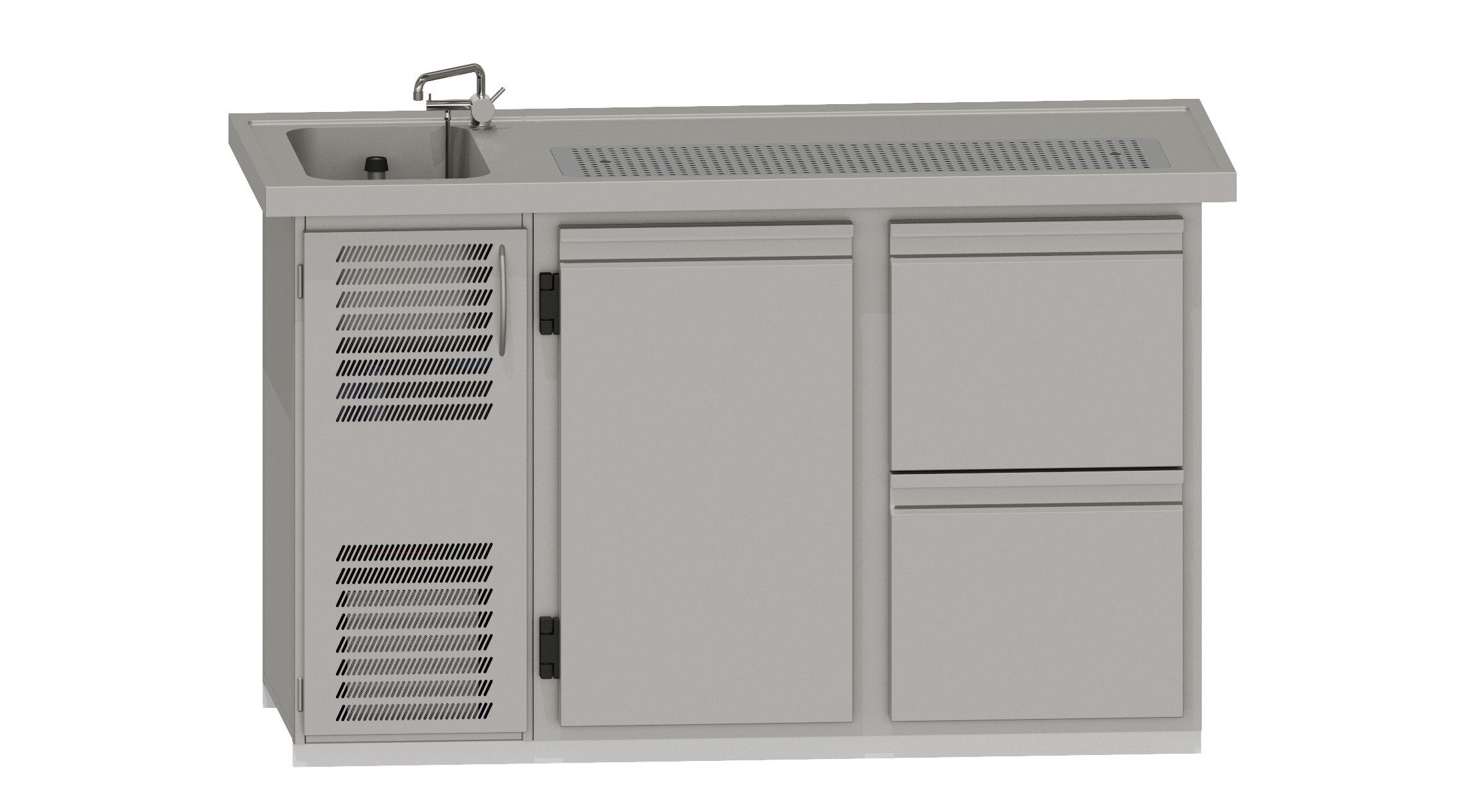 Theke RWM 1600 E - 1 Drehtür, 1 CNS-Doppelauszug