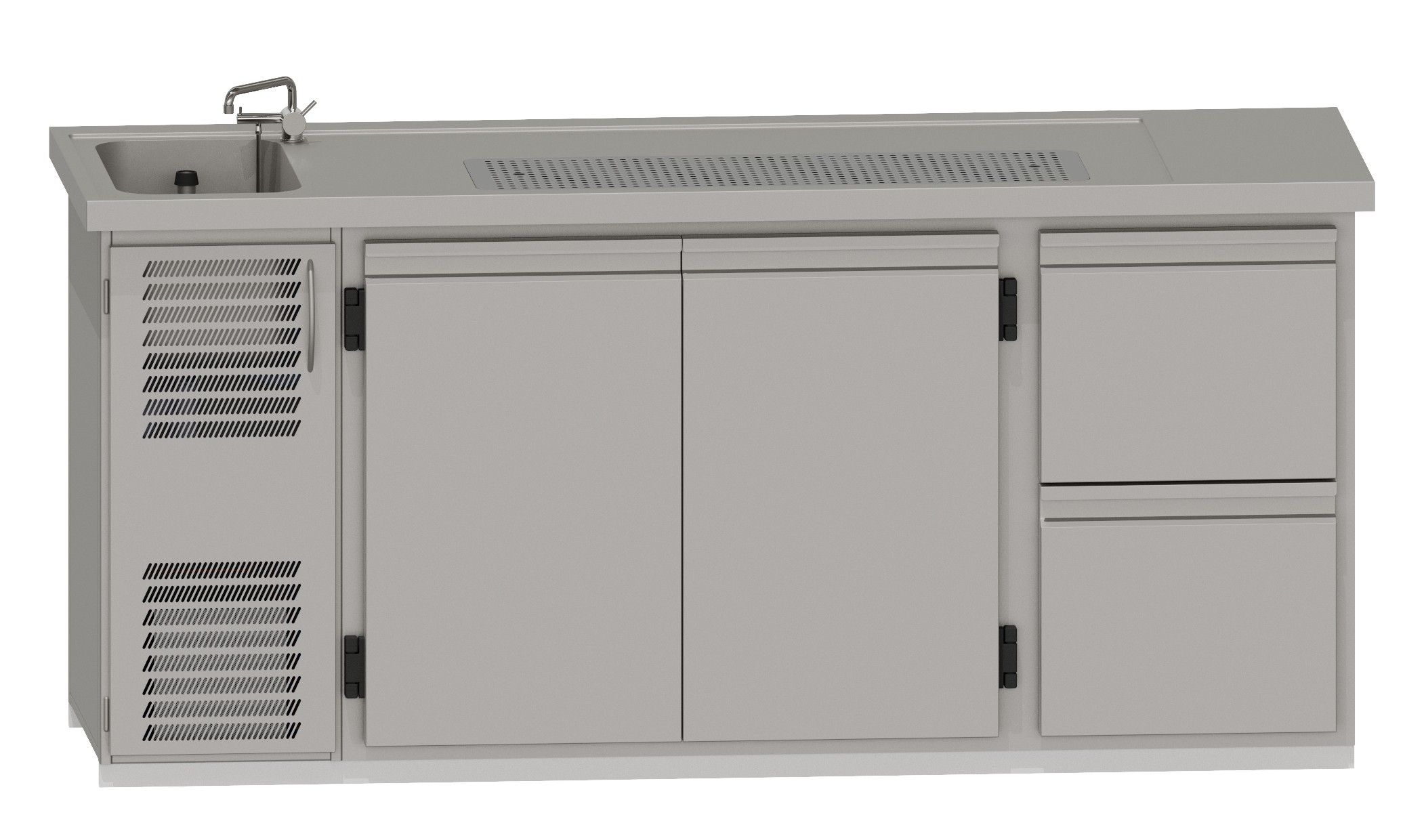 Theke RWM 2100 E - 1 Doppeltür, 1 CNS-Doppelauszug