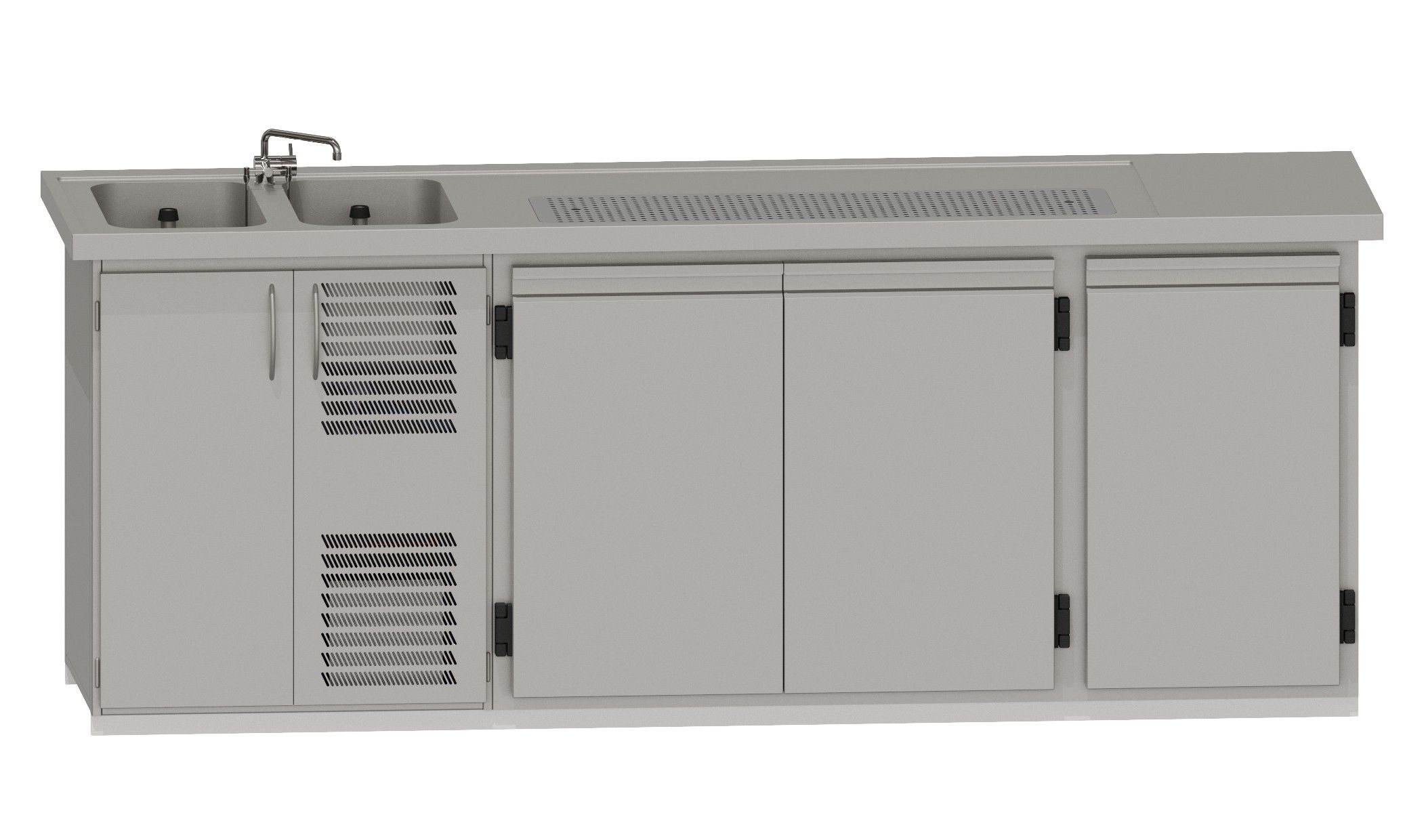 Theke RWM 2500 E - 1 Doppeltür, 1 Drehtür