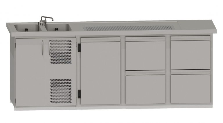 RWM 2500 E mit 1 Drehtür, 2 CNS-Doppelauszüge