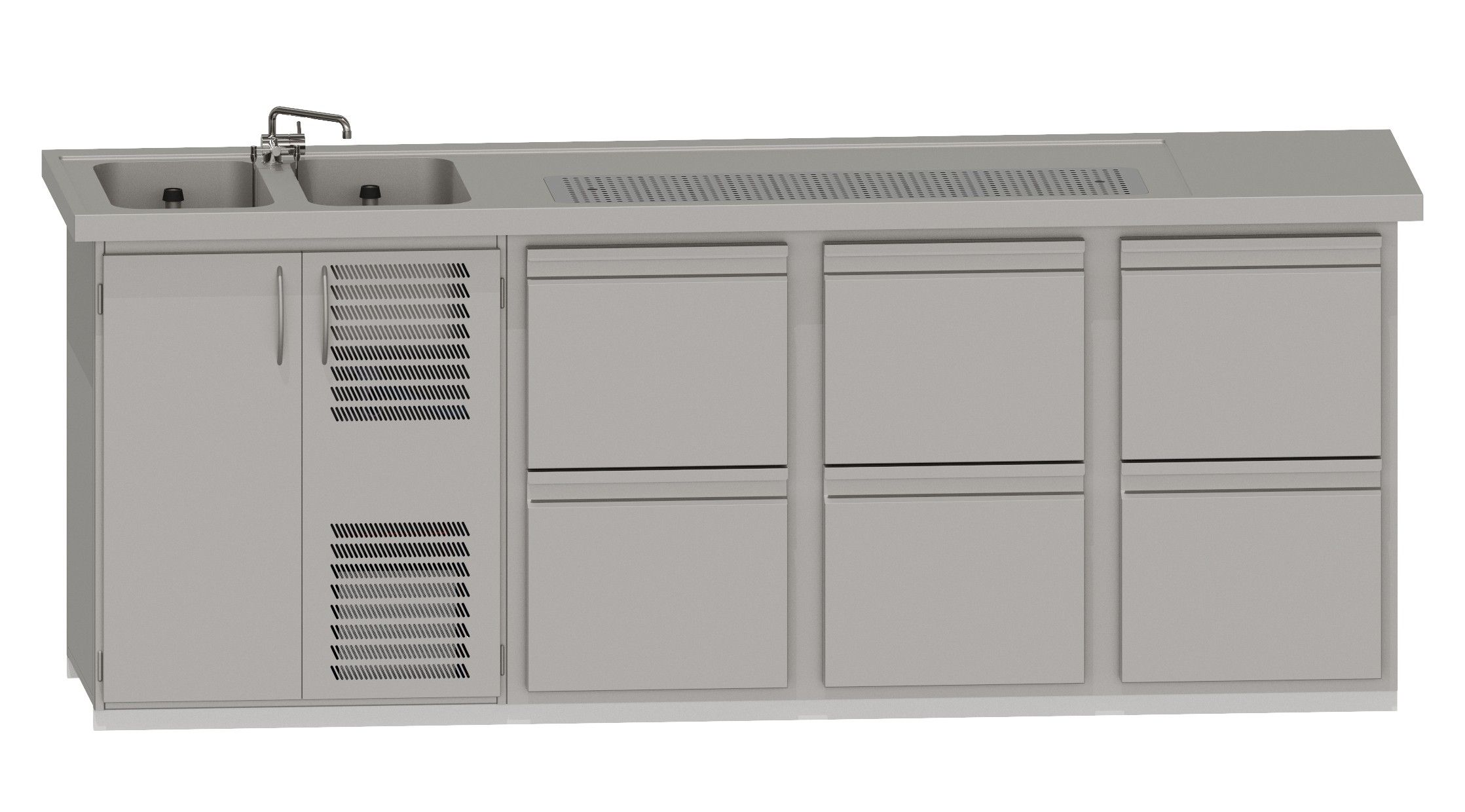 Theke RWM 2500 E - 3 CNS-Doppelauszügen