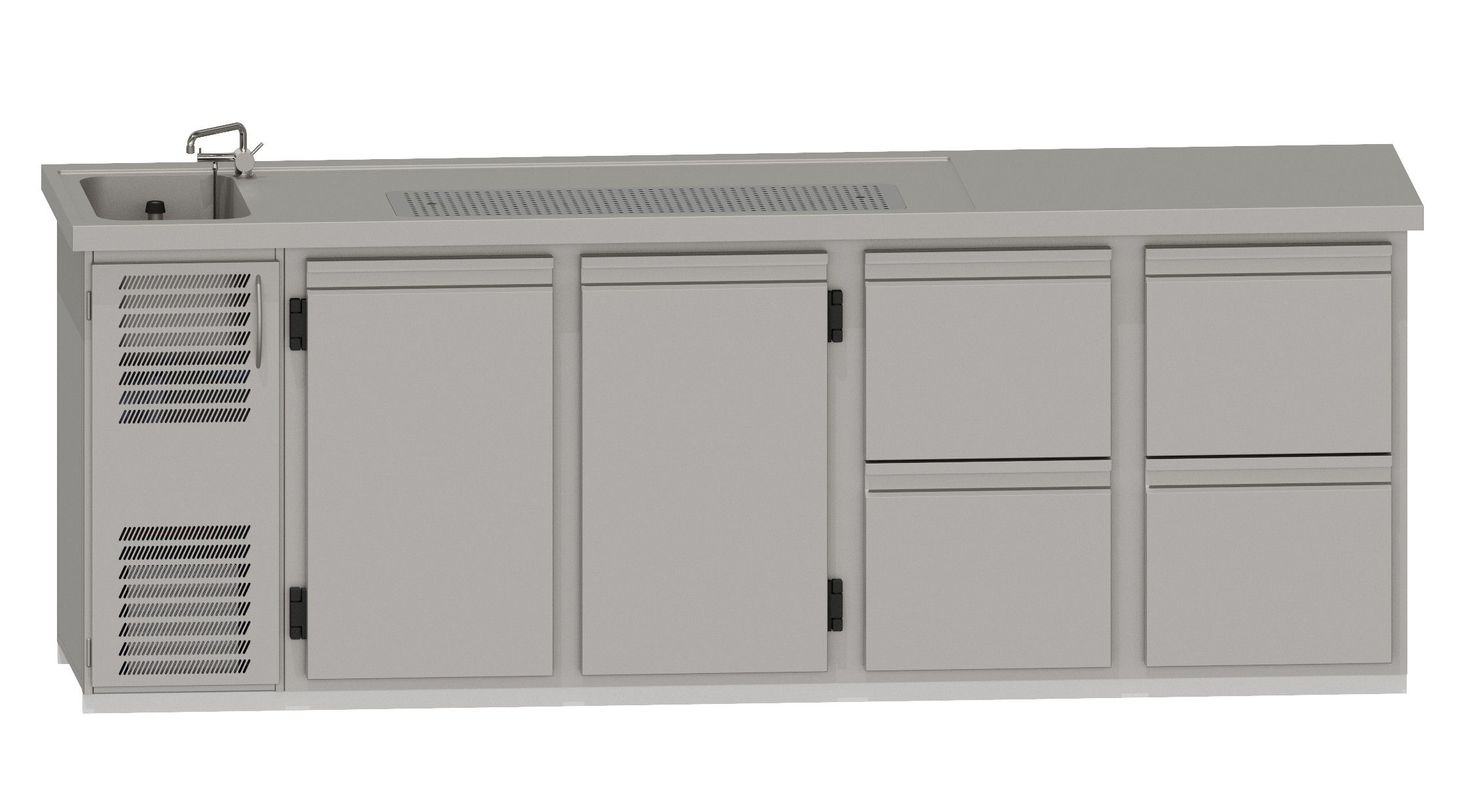 Theke RWM 2650 E - 2 Drehtüren, 2 CNS-Doppelauszügen