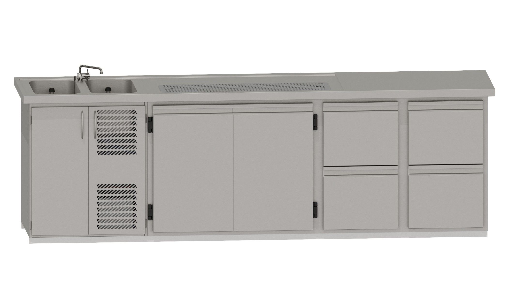 Theke RWM 3050 E - 1 Doppeltür, 2 CNS-Doppelauszüge