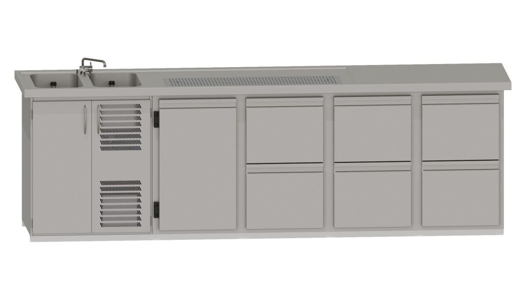 RWM 3050 E mit 1 Drehtür, 3 CNS-Doppelauszüge