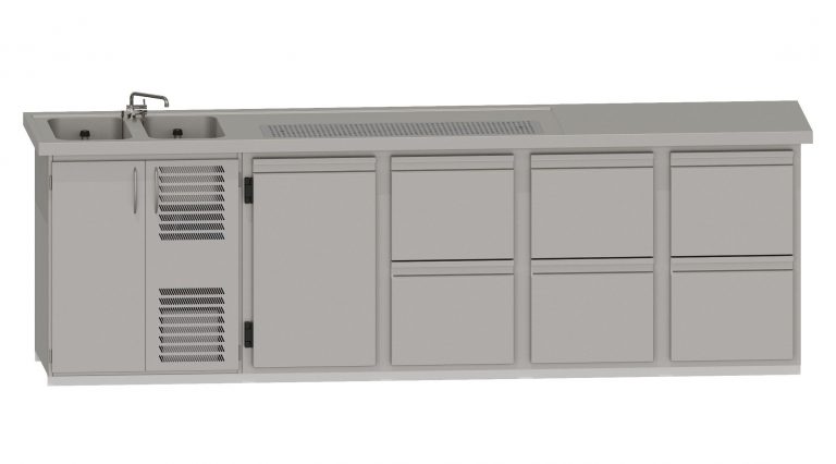 RWM 3050 E mit 1 Drehtür, 3 CNS-Doppelauszüge