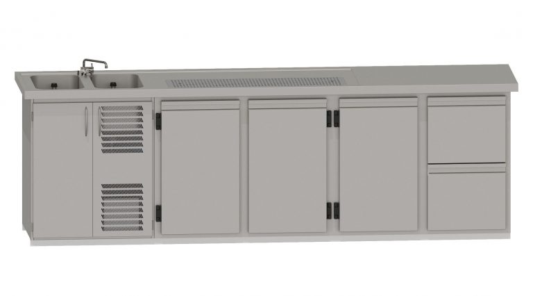 Theke RWM 3050 E - 1 Drehtüren, 1 CNS-Doppelauszug