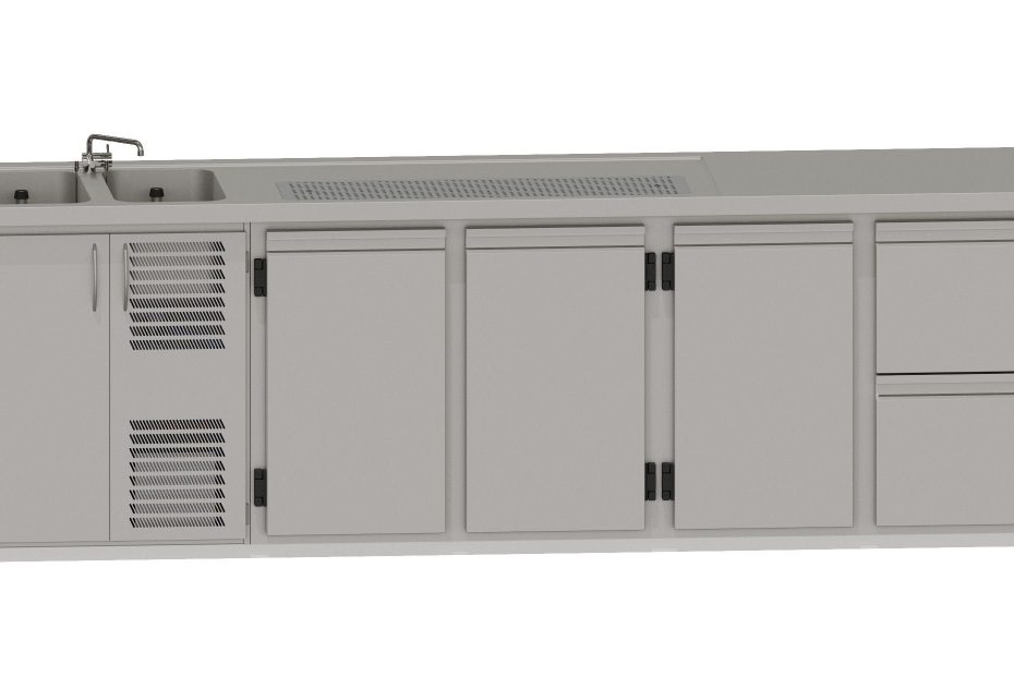 RWM 3050 E mit 3 Drehtüren, 1 CNS-Doppelauszug