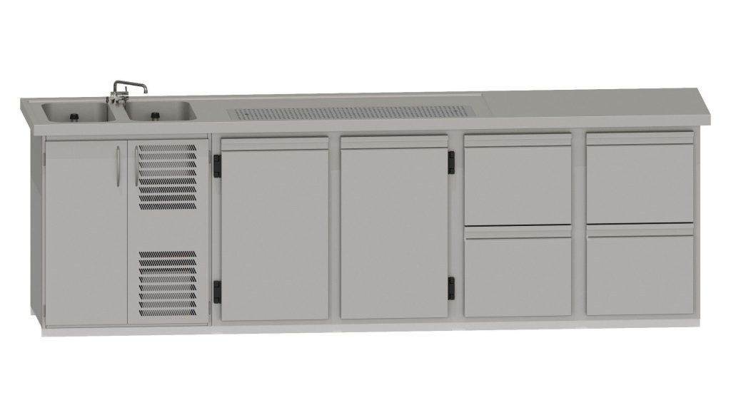 RWM 3050 E mit 2 Drehtüren, 2 CNS-Doppelauszügen