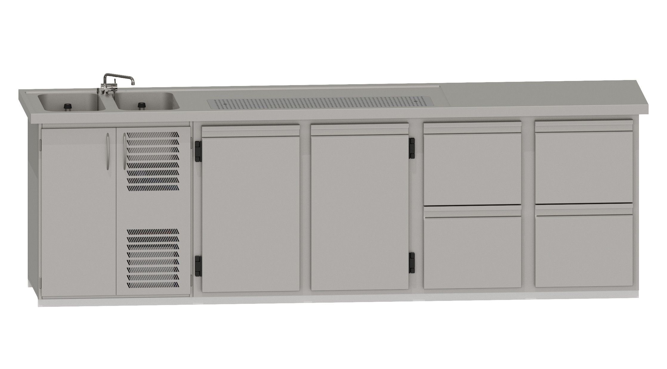 Theke RWM 3050 E - 2 Drehtüren, 2 CNS-Doppelauszügen