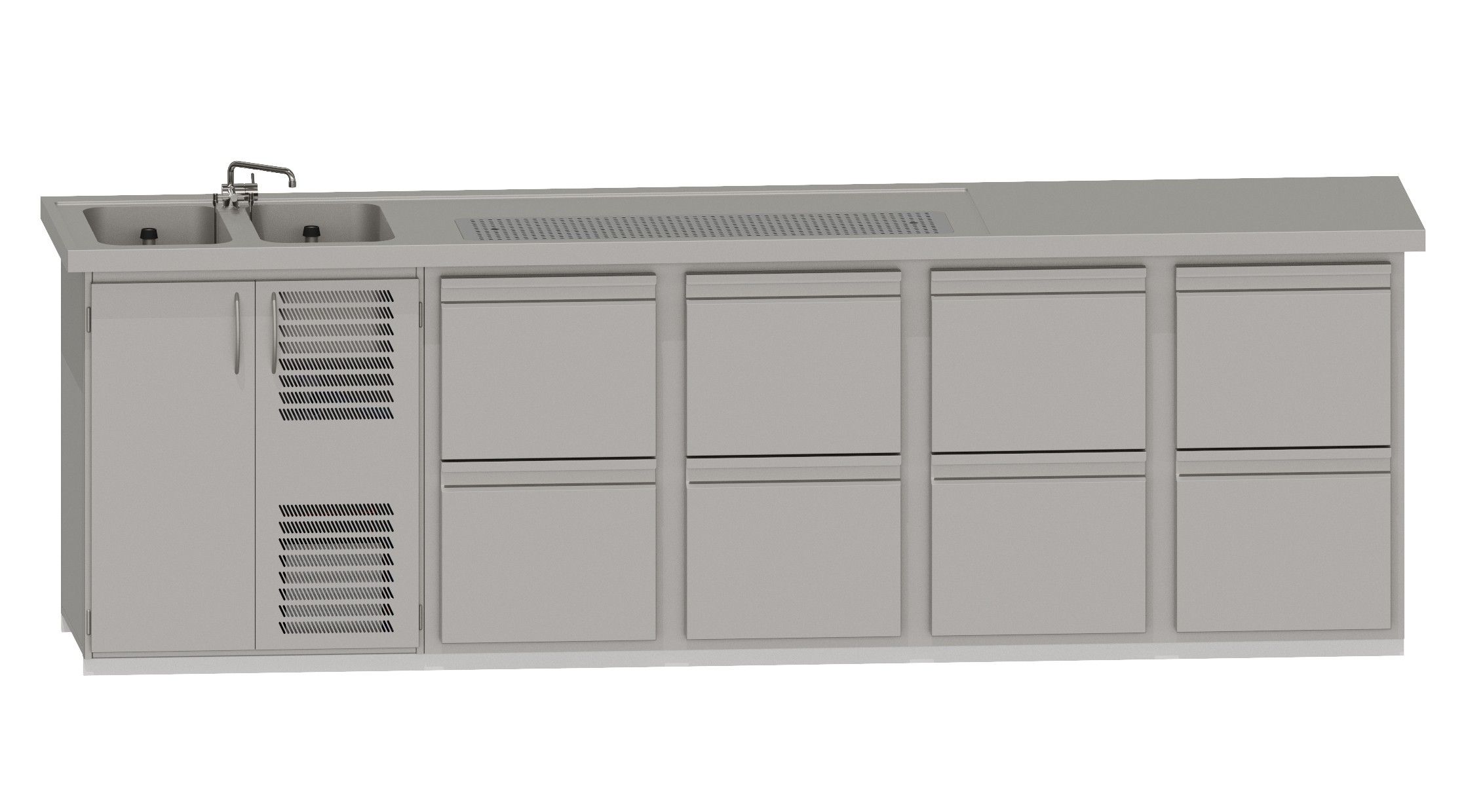 Theke RWM 3050 E - 4 CNS-Doppelauszügen